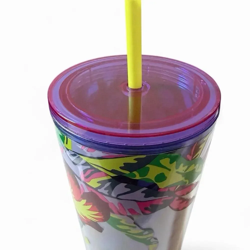 Starbucks Summer 2023 Blue Hawaii Floral Hibiscus Cold Cup Tumbler Venti 24 oz